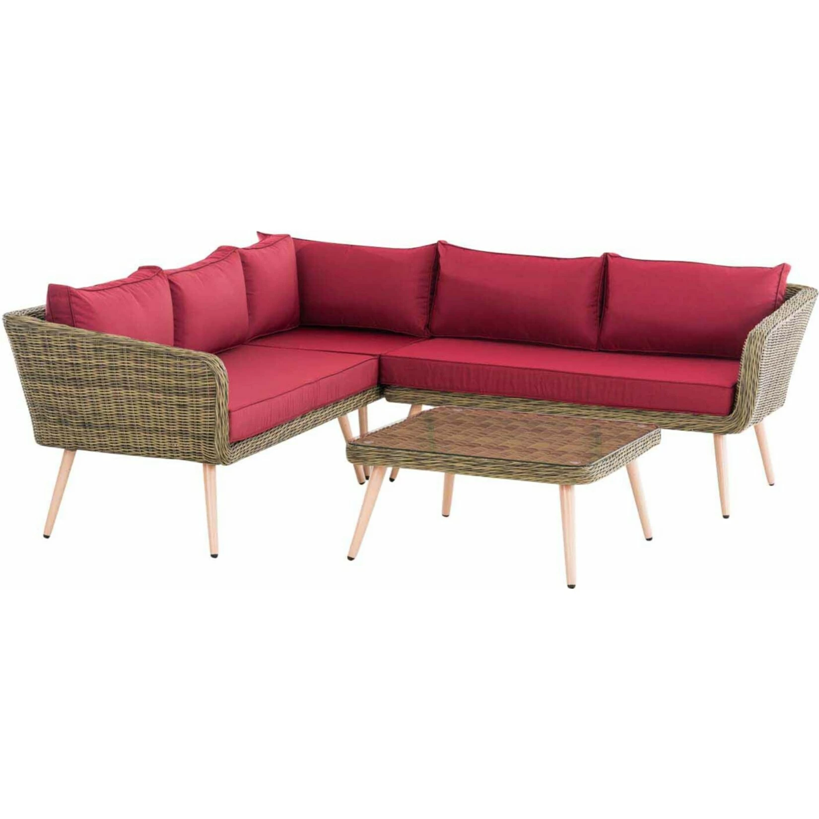 CLP Polyrattan Eck-Loungeset SKARA I Natura I Gartenlounge Rundrattan I Eckgarnitur & Glastisch I 5mm Rattandicke I 5 Sitzplätze 2 CLP Polyrattan Eck-Loungeset SKARA I Natura I Gartenlounge Rundrattan I Eckgarnitur & Glastisch I 5mm Rattandicke I 5 Sitzplätze – Bild 2