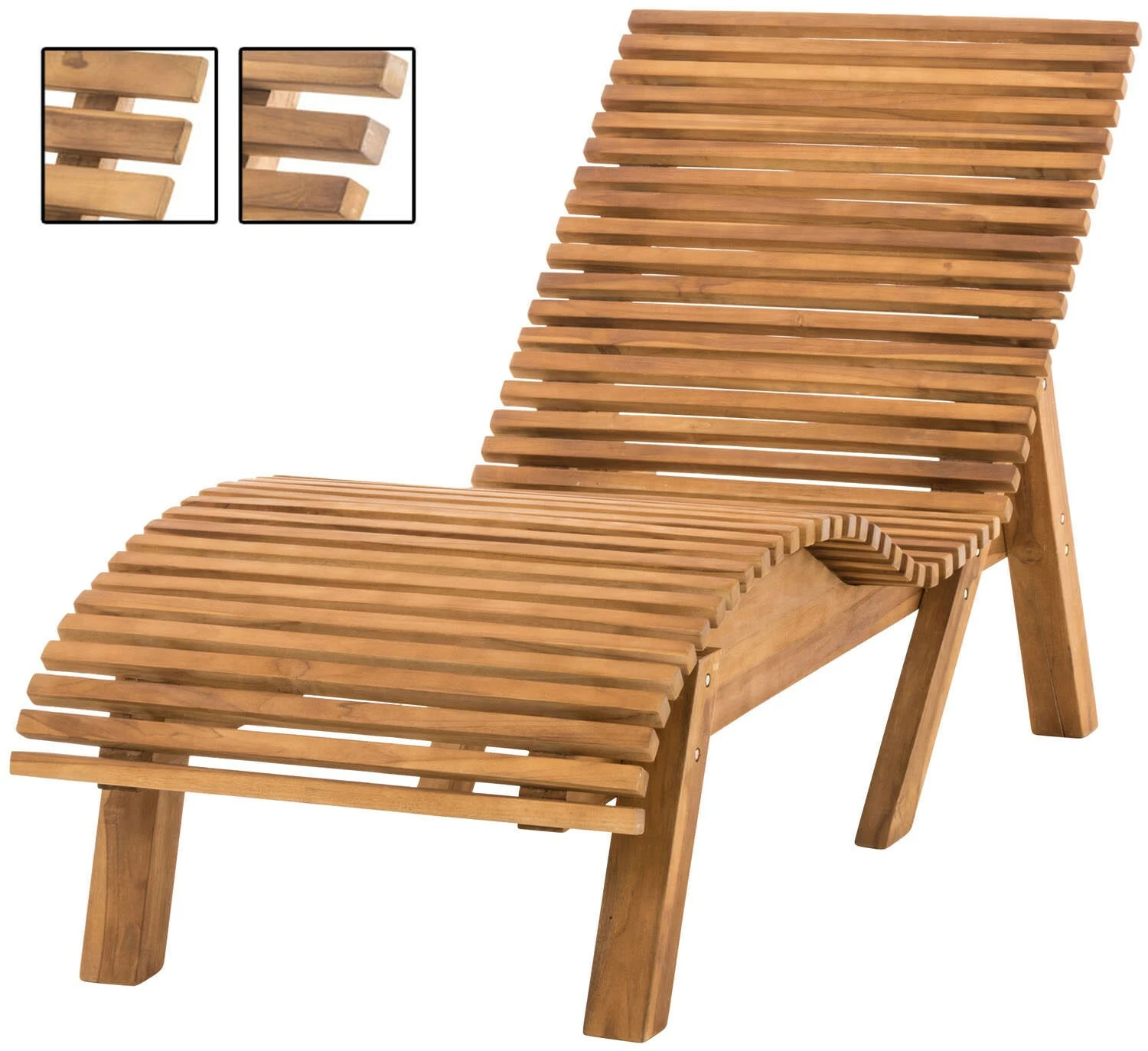 CLP Sonnenliege Elbe Square Aus Massivem Teakholz I Gartenliege Mit Geschwungener Sitzfläche I Waldsofa Mit Eckigen Sitzstreben I Schwungliege 1 CLP Sonnenliege Elbe Square Aus Massivem Teakholz I Gartenliege Mit Geschwungener Sitzfläche I Waldsofa Mit Eckigen Sitzstreben I Schwungliege