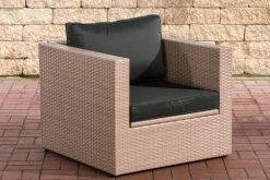 CLP Polyrattan Sessel Tibera I Gartensessel Aus Flachrattan I Loungesessel Mit Aluminiumgestell Inkl. Kissen
