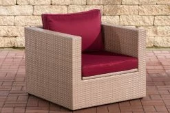 CLP Polyrattan Sessel Tibera I Gartensessel Aus Flachrattan I Loungesessel Mit Aluminiumgestell Inkl. Kissen