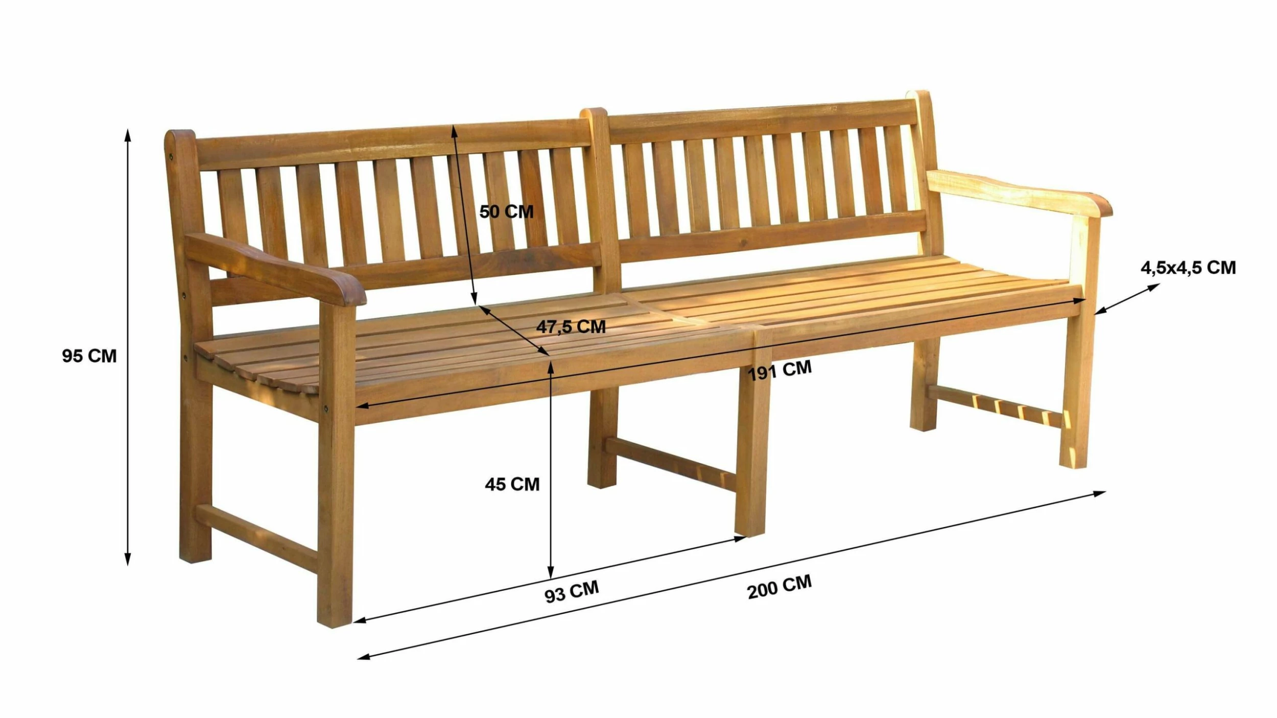 Grasekamp Gartenbank Bank Holzbank Akazie 200cm - Natur 3 Grasekamp Gartenbank Bank Holzbank Akazie 200cm - Natur – Bild 3
