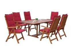 Grasekamp Garten Möbelgruppe Cuba 13tlg Rubinrot Mit Ausziehbaren Gartentisch Akazienholz