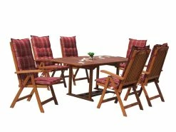 Grasekamp Garten Möbelgruppe Cuba 13tlg Rubin Gestreift Mit Ausziehbaren Tisch