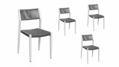 Grasekamp Stapelstuhl-Set Sol 4 Teilig Aus Aluminium - Weiß/Grau