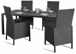 Grasekamp Dinnerset Sol 5 Teilig - Esstisch Und 4x Hochlehner Aus Aluminium/Textilene