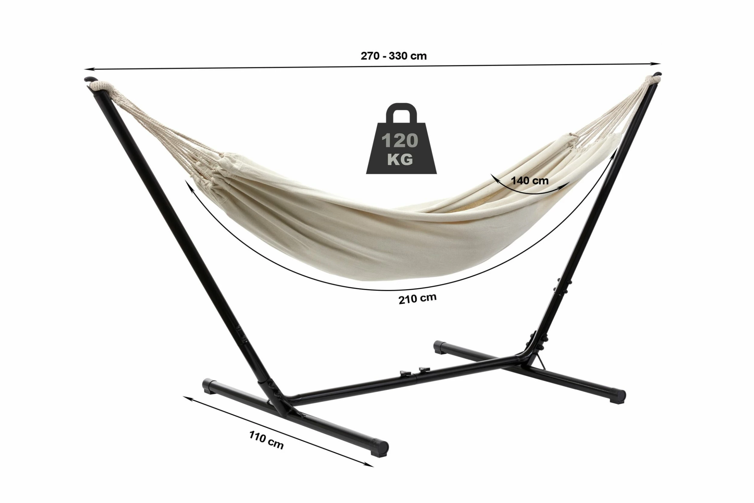 Grasekamp Hängemattenset Relax Bis Auf 330 Cm Verstellbar Mit XL Hängematte Beige 210 X 140 Cm 2 Grasekamp Hängemattenset Relax Bis Auf 330 Cm Verstellbar Mit XL Hängematte Beige 210 X 140 Cm – Bild 2