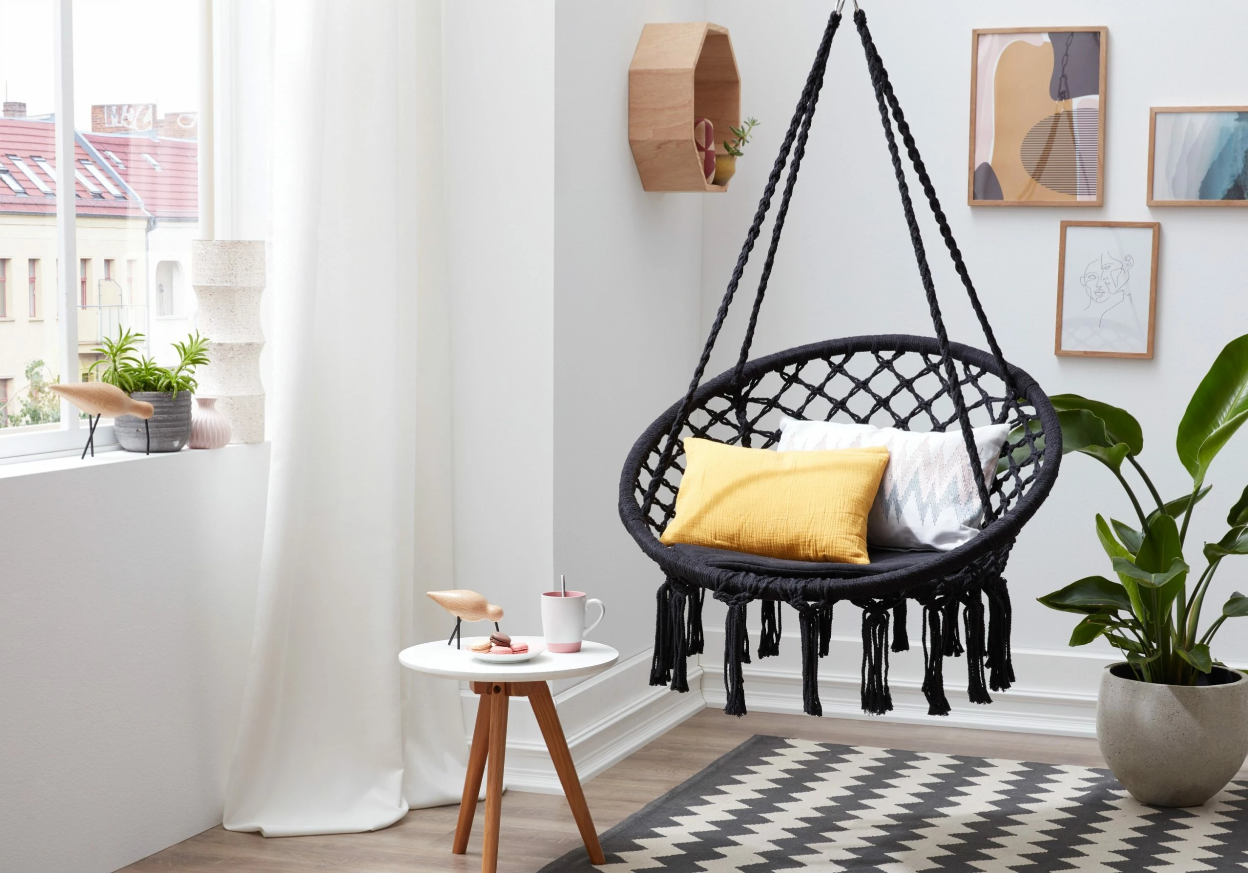 Grasekamp Hängesessel Zum Aufhängen Mit Rundem Sitzkissen Schwarz Belastbarkeit Max. 100 Kg Schwebesessel 2 Grasekamp Hängesessel Zum Aufhängen Mit Rundem Sitzkissen Schwarz Belastbarkeit Max. 100 Kg Schwebesessel – Bild 2