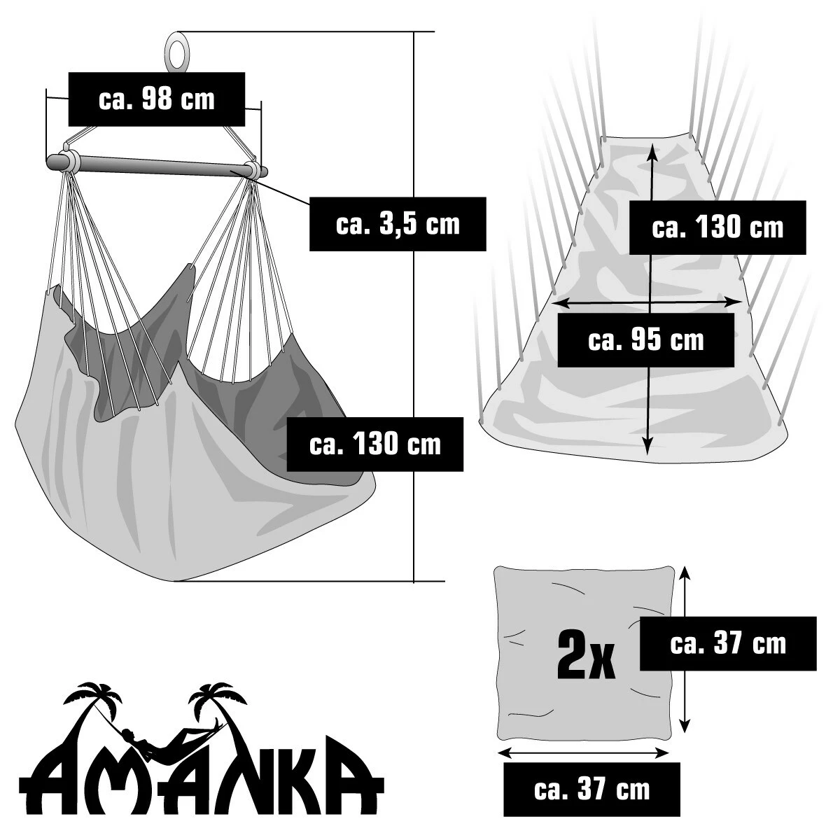 Amanka Hängestuhlgestell Mit Hängesessel 215cm Metallgestell Bis 120kg Mit 2 Kissen 5 Amanka Hängestuhlgestell Mit Hängesessel 215cm Metallgestell Bis 120kg Mit 2 Kissen – Bild 5