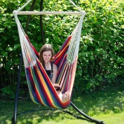 Amanka XXL Hängesessel 185x130cm Hängestuhl 2 Personen Hängesitz Bis 150kg Baumwolle Hängematte 360° Swifel -Zipper Geschäft 8600295800 3161 prod 004