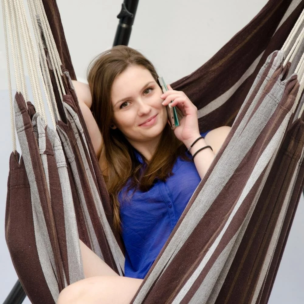 Amanka XXL Hängesessel 185x130cm Hängestuhl 2 Personen Hängesitz Bis 150kg Baumwolle Hängematte 360° Swifel 2 Amanka XXL Hängesessel 185x130cm Hängestuhl 2 Personen Hängesitz Bis 150kg Baumwolle Hängematte 360° Swifel – Bild 2