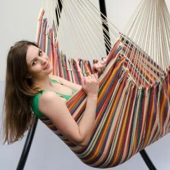 Amanka XXL Hängesessel 185x130cm Hängestuhl 2 Personen Hängesitz Bis 150kg Baumwolle Hängematte 360° Swifel -Zipper Geschäft 8600295800 3236 prod 004