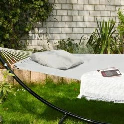 Amanka XXL Stabhängematte 200x120 Doppelhängematte 2 Personen Garten Hängematte Grau -Zipper Geschäft 8600295800 3854 prod 005