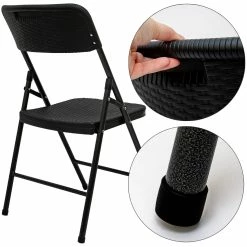 Amanka 4 Klappstühle Bis 150kg - 50x46x83,5 Balkonstuhl - Gartenstuhl In Rattan-Optik -Zipper Geschäft 8600295800 4558 prod 004