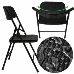 Amanka 4 Klappstühle Bis 150kg - 50x46x83,5 Balkonstuhl - Gartenstuhl In Rattan-Optik -Zipper Geschäft 8600295800 4558 prod 005