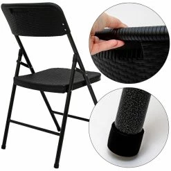 Amanka 6 Klappstühle Bis 150kg - 50x46x83,5 Balkonstuhl - Gartenstuhl In Rattan-Optik -Zipper Geschäft 8600295800 4565 prod 004