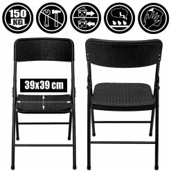 Amanka 8 Klappstühle Bis 150kg - 50x46x83,5 Balkonstuhl - Gartenstuhl In Rattan-Optik -Zipper Geschäft 8600295800 4566 prod 003