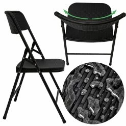 Amanka 8 Klappstühle Bis 150kg - 50x46x83,5 Balkonstuhl - Gartenstuhl In Rattan-Optik -Zipper Geschäft 8600295800 4566 prod 005