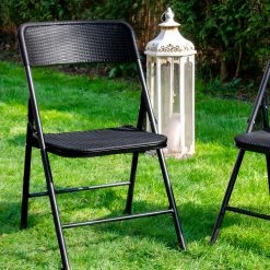 Amanka 8 Klappstühle Bis 150kg - 50x46x83,5 Balkonstuhl - Gartenstuhl In Rattan-Optik -Zipper Geschäft 8600295800 4566 prod 006