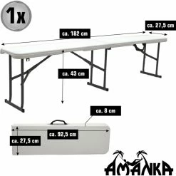 Amanka Kunststoff Bierbank - Klappbar 182x27x43 - Sitzbank - Gartenbank Camping Bank -Zipper Geschäft 8600295800 4667 prod 006