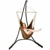 Amanka Freistehendes Stahl-Hängestuhlgestell 210cm Inkl. XXL Hängesessel Aus Baumwolle Mit Swivel 185x130cm