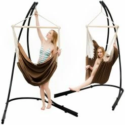 Amanka Freistehendes Stahl-Hängestuhlgestell 210cm Inkl. XXL Hängesessel Aus Baumwolle Mit Swivel 185x130cm -Zipper Geschäft 8600295800 4701 prod 005