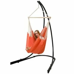 Amanka Freistehendes Stahl-Hängestuhlgestell 210cm Inkl. XXL Hängesessel Aus Baumwolle Mit Swivel 185x130cm -Zipper Geschäft 8600295800 4704 prod 005