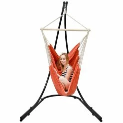 Amanka Freistehendes Stahl-Hängestuhlgestell 210cm Inkl. XXL Hängesessel Aus Baumwolle Mit Swivel 185x130cm -Zipper Geschäft 8600295800 4704 prod 006