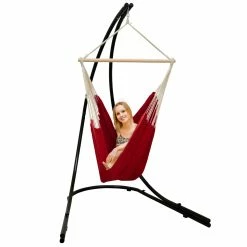 Amanka Freistehendes Stahl-Hängestuhlgestell 210cm Inkl. XXL Hängesessel Aus Baumwolle Mit Swivel 185x130cm -Zipper Geschäft 8600295800 4714 prod 005