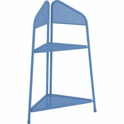 Garden Pleasure Metall Balkon Eckregal Regal Standregal Ablage Aufbewahrung Eckschrank Blau