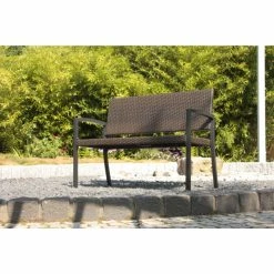 Garden Pleasure Parkbank Sanremo Rattan Optik Garten Bank Sitzbank Möbel Coffee