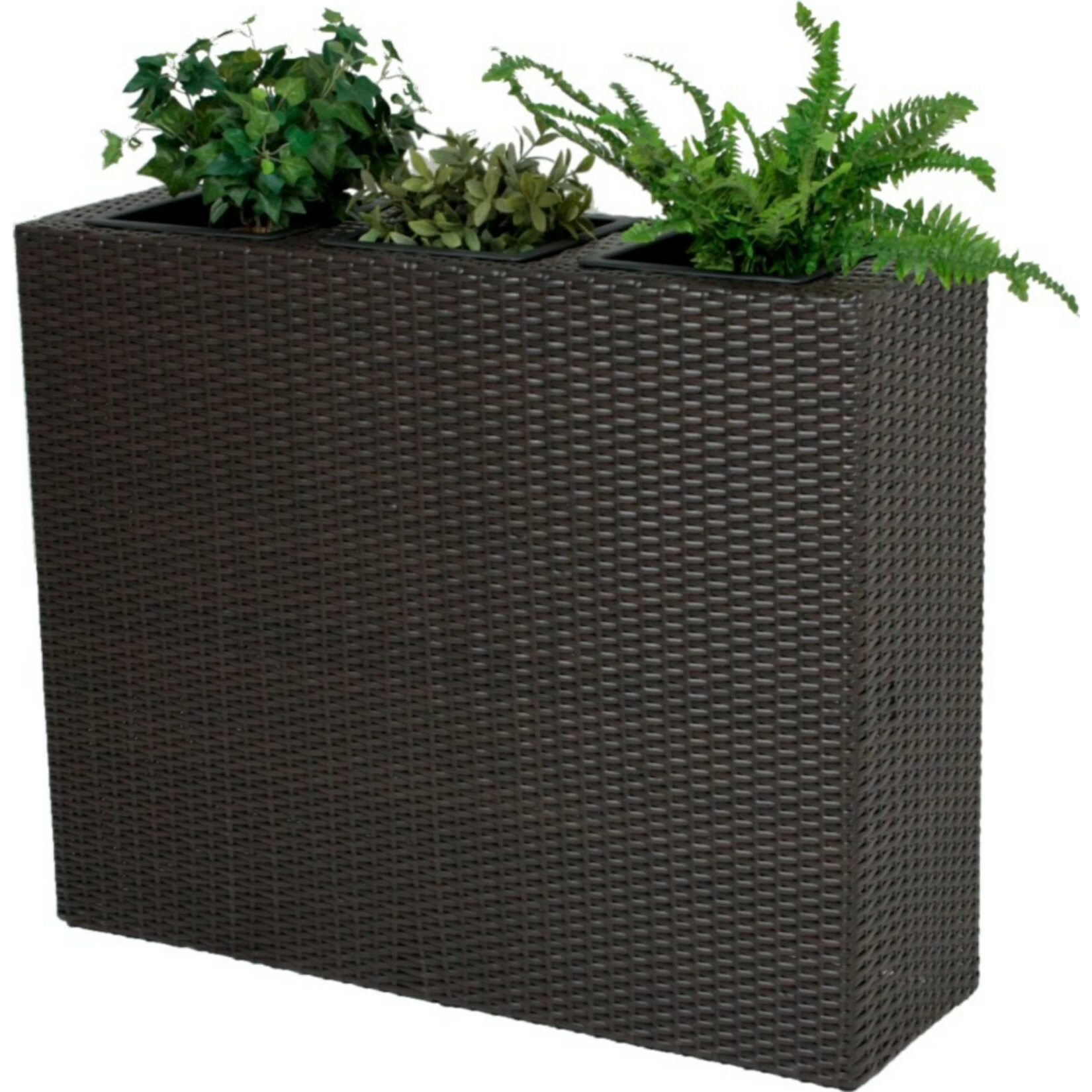 Garden Pleasure Rattan Raumtrenner Mit 3 Pflanztöpfen Pflanzschale Blumentopf Braun Übertopf 2 Garden Pleasure Rattan Raumtrenner Mit 3 Pflanztöpfen Pflanzschale Blumentopf Braun Übertopf – Bild 2