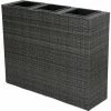 Garden Pleasure Rattan Raumtrenner Mit 3 Pflanztöpfen Pflanzschale Blumentopf Grau Übertopf