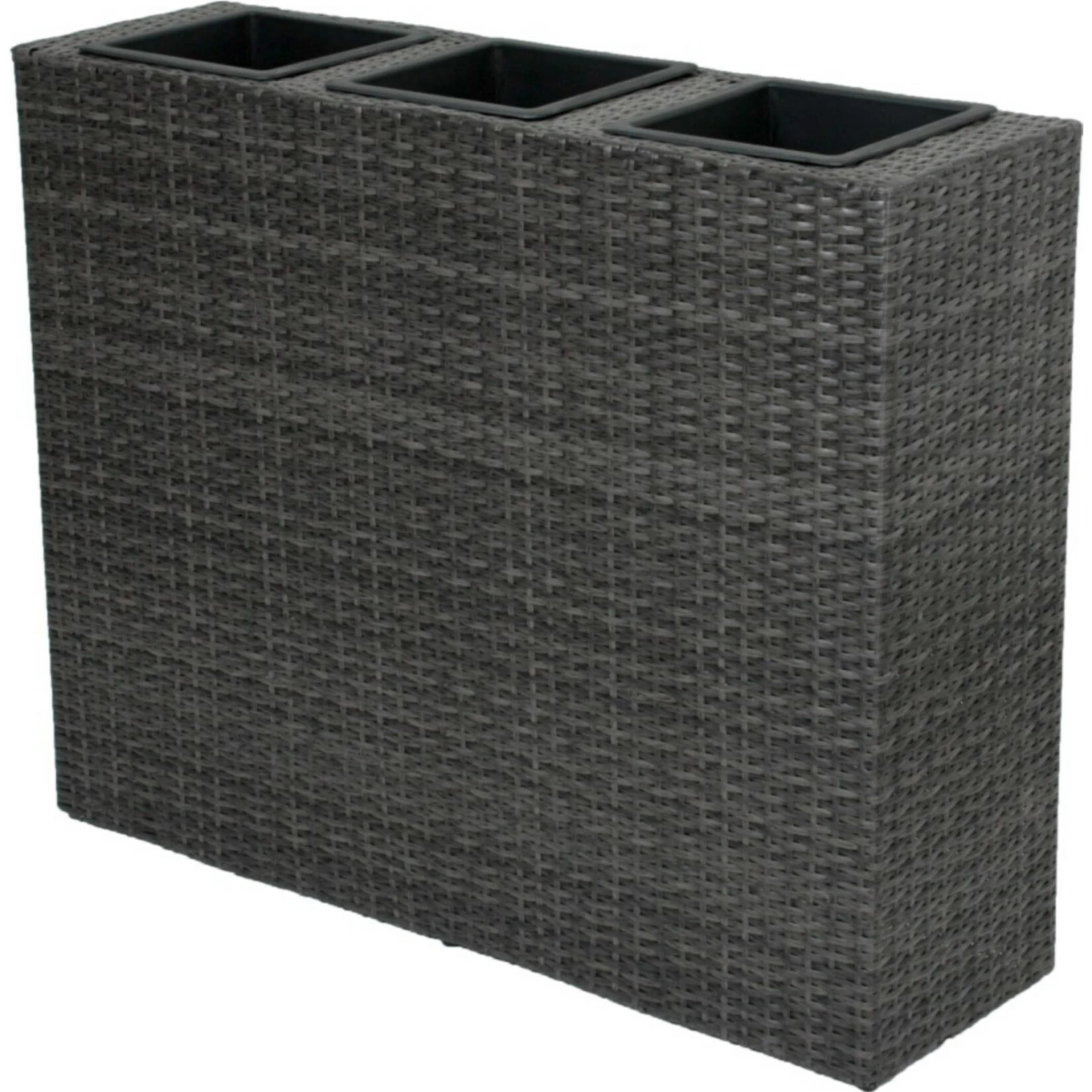 Garden Pleasure Rattan Raumtrenner Mit 3 Pflanztöpfen Pflanzschale Blumentopf Grau Übertopf 1 Garden Pleasure Rattan Raumtrenner Mit 3 Pflanztöpfen Pflanzschale Blumentopf Grau Übertopf