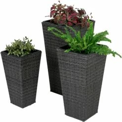 Garden Pleasure 3er Set Rattan Pflanzschale Blumentopf Pflanzschale Übertopf Kübel Blumenkübel -Zipper Geschäft 8600296500 15625 prod 003
