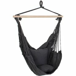 Garden Pleasure Hängesessel TOBAGO Hängestuhl Hängematte Hängesitz Schaukel 2 Kissen Anthrazit