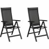 PKline 2x Alu Gartenstuhl Kenny Set Stuhlgruppe Garten Hochlehner Balkon Stühle Schwarz