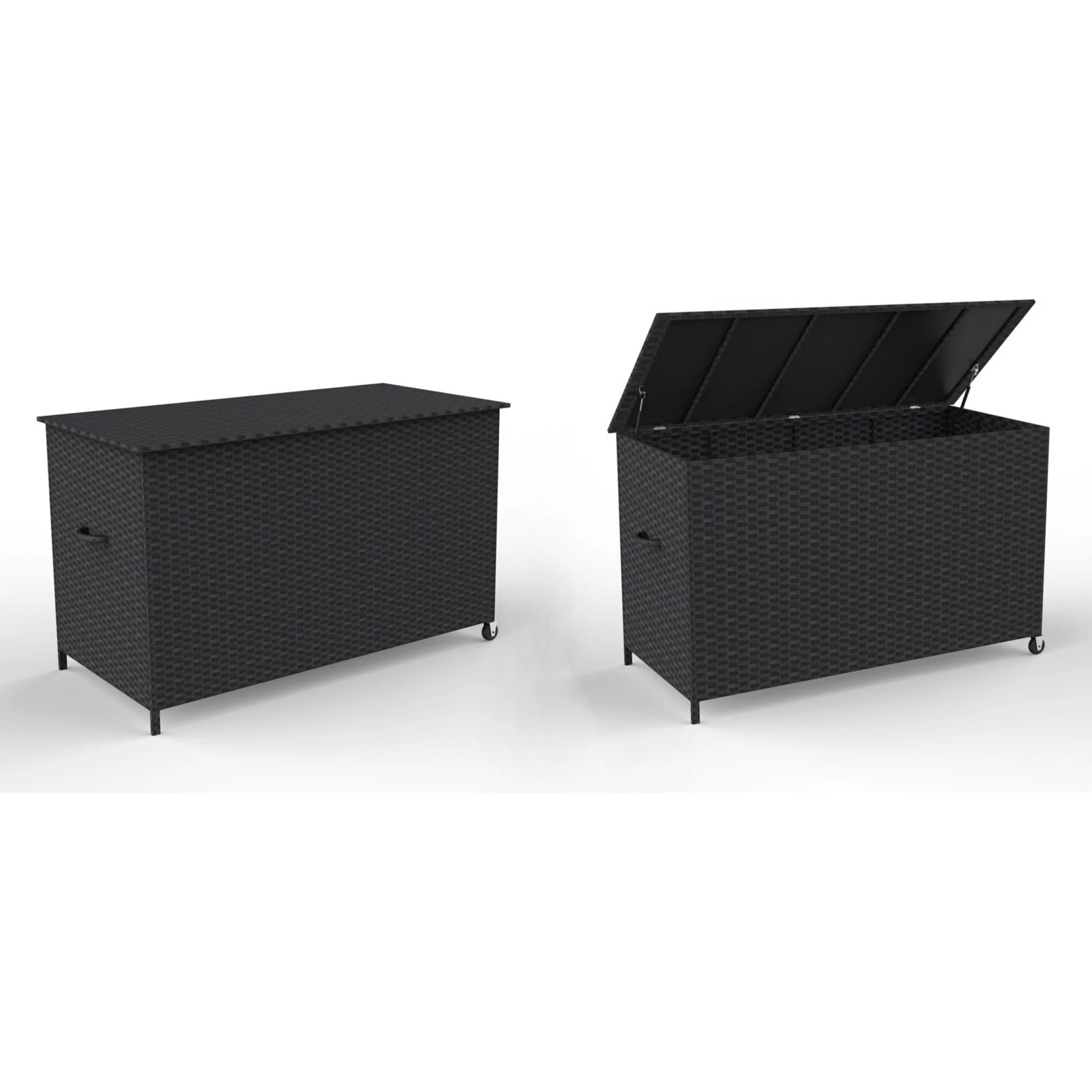 PKline Polyrattan Gartenzubehör Lamar Kissenbox Mit Rädern Schwarz Auflagenbox Garten 5 PKline Polyrattan Gartenzubehör Lamar Kissenbox Mit Rädern Schwarz Auflagenbox Garten – Bild 5