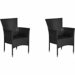 PKline 2x Tenna Gartenstuhl Polyrattan Stapelbar Set Stuhlgruppe Garten Stühle Natur