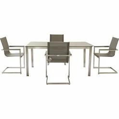 Garden Pleasure 5tlg Tischgruppe Gartenmöbel Gartentisch Stuhl Garten Freischwinger Sessel Tisch