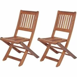 Garden Pleasure 2x Kinder Gartenstuhl Gartenstühle Klappstuhl Klappstühle Holz Eukalyptus Möbel