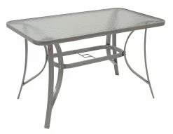 DEGAMO Gartentisch 120x70cm, Metall Grau + Glas
