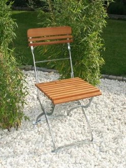 DEGAMO Biergartenstuhl MÜNCHEN, Flachstahl Verzinkt + Robinie, Klappbar, 2 Stück -Zipper Geschäft 8600319700 45242316 prod 004