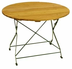 DEGAMO Klapptisch BAD TÖLZ 100cm Rund, Flachstahl Grün + Robinie