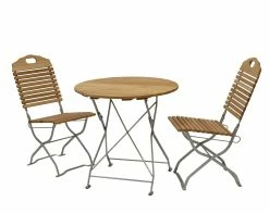 DEGAMO Kurgarten - Garnitur BAD TÖLZ 3-teilig (2x Stuhl, 1x Tisch 77cm Rund), Flachstahl Verzinkt + Robinie, Klappbar -Zipper Geschäft 8600319700 45242365 prod 004