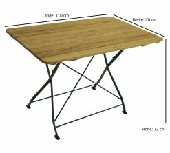DEGAMO Klapptisch BAD TÖLZ 70x110cm Rechteckig, Flachstahl Grün + Robinie -Zipper Geschäft 8600319700 45242375 prod 003