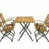 DEGAMO Kurgarten - Garnitur BAD TÖLZ 5-teilig (2x Stuhl, 2x Armlehnensessel, 1x Tisch 70x110cm), Flachstahl Grün + Robinie, Klappbar