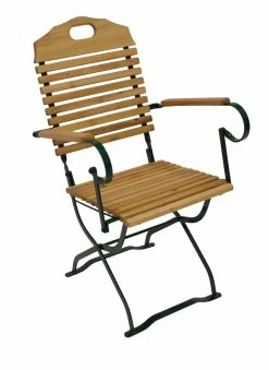 DEGAMO Kurgarten - Garnitur BAD TÖLZ 5-teilig (2x Stuhl, 2x Armlehnensessel, 1x Tisch 70x110cm), Flachstahl Grün + Robinie, Klappbar -Zipper Geschäft 8600319700 45242377 prod 005