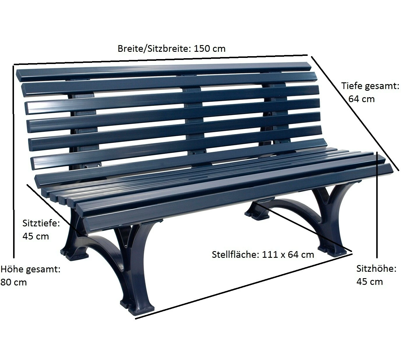 Gartenmoebel-einkauf Bank HELGOLAND 3-sitzer, Kunststoff Blau 5 Gartenmoebel-einkauf Bank HELGOLAND 3-sitzer, Kunststoff Blau – Bild 5