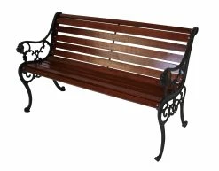DEGAMO Bank STRASSBURG 2-sitzer, Gusseisen Schwarz, Hartholz Mahagonifarben