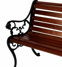 DEGAMO Bank STRASSBURG 2-sitzer, Gusseisen Schwarz, Hartholz Mahagonifarben -Zipper Geschäft 8600319700 45242472 prod 003